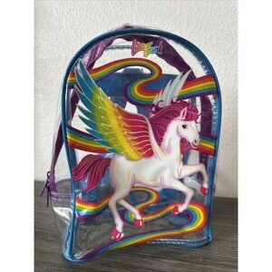 Vintage Lisa Frank Backpack Purse 7x10 Skye Pegasus Clear Vinyl 90’s Y2K Rare